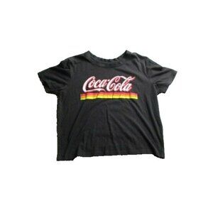 Coca Cola  Shirt Womens Medium Retro Logo‎ Rainbow Logo Cropped Pullover Ladies